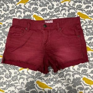 Free People Burgundy Cut Off Jean Shorts EUC Size 29